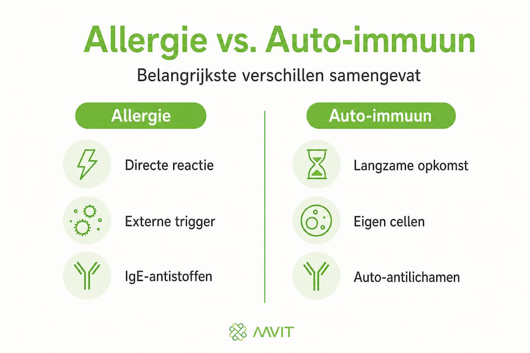 Infographic: het verschil tussen een allergie en een auto-immuunziekte in één oogopslag