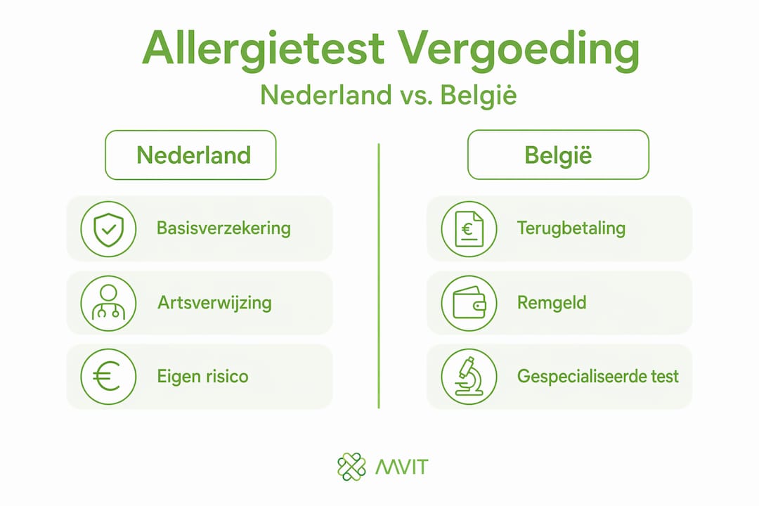 Infographic laat zien hoe allergietesten worden vergoed in Nederland en België