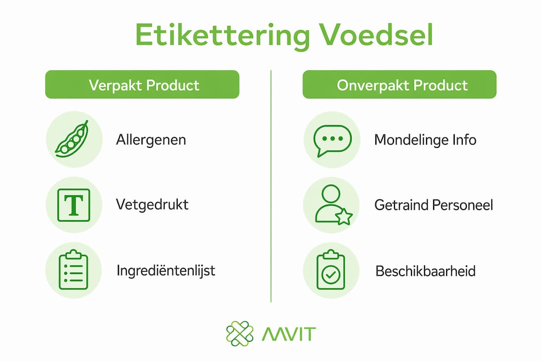 Infographic: de belangrijkste etiketteringsregels voor verpakte en onverpakte voedingsmiddelen op een rij