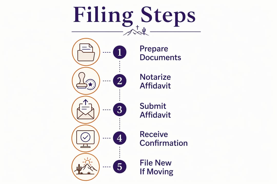 Infographic outlining filing steps for Arizona homeschool affidavit