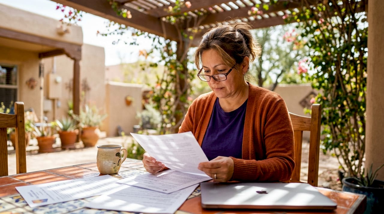 Mother reviewing Arizona ESA application papers