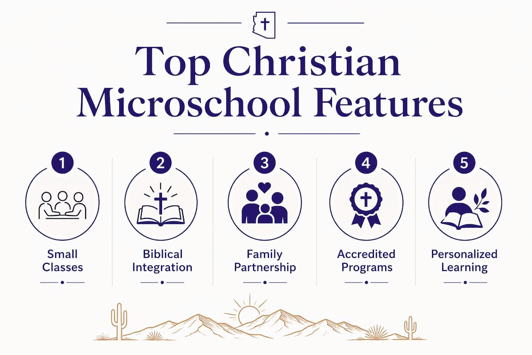 Infographic showing ranked features of Christian microschools in Arizona