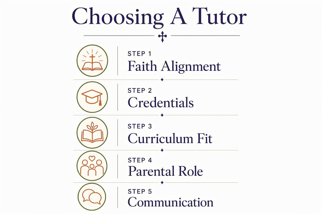 Infographic showing steps to choose Christian homeschool tutor