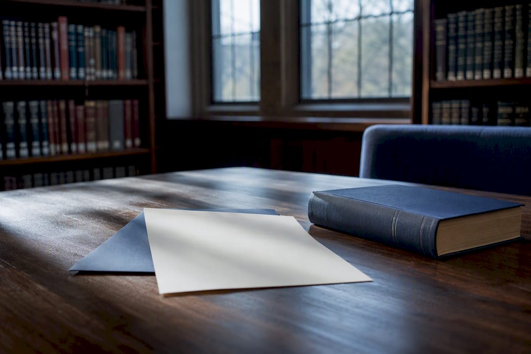 Fellowship award letter and theological book on desk