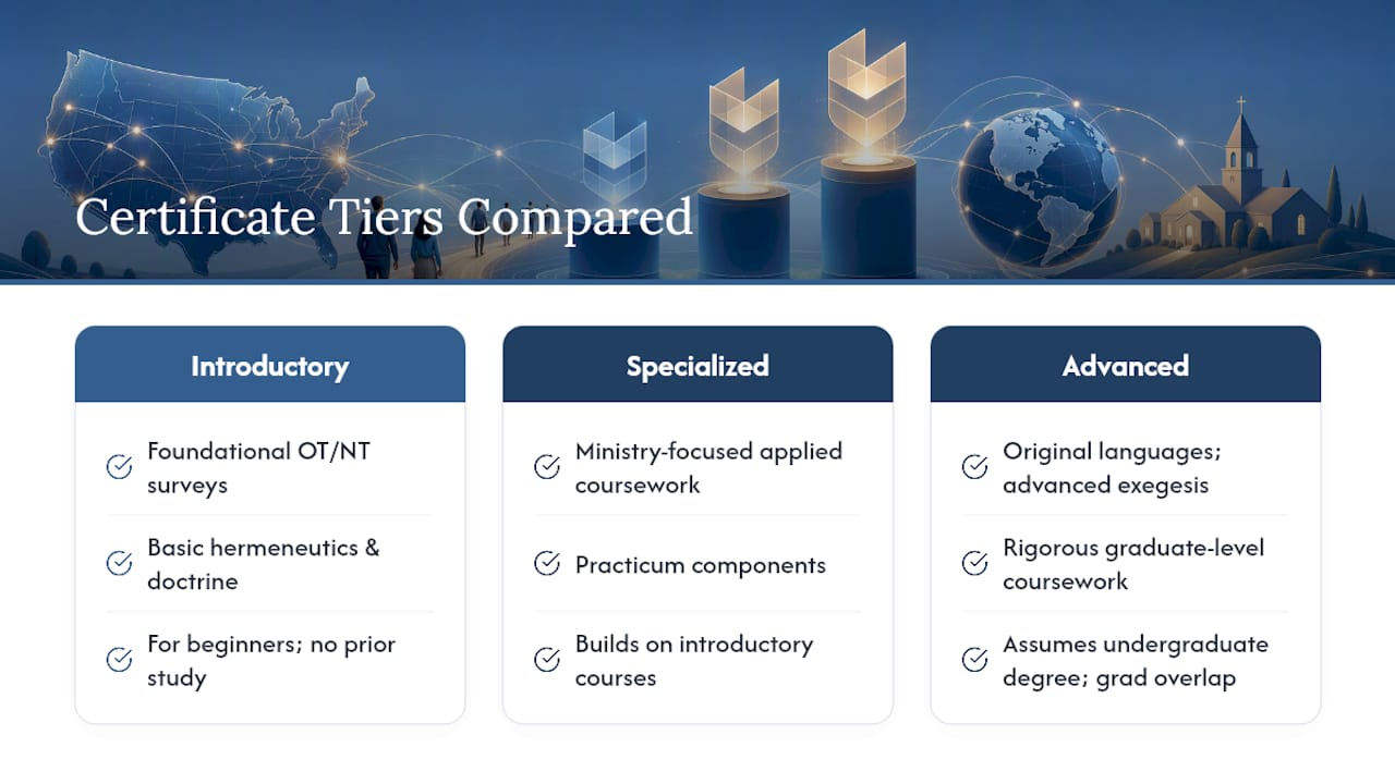 Three tiers of online Bible certificates