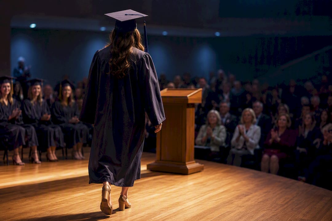 Homeschool graduate crossing ceremony stage
