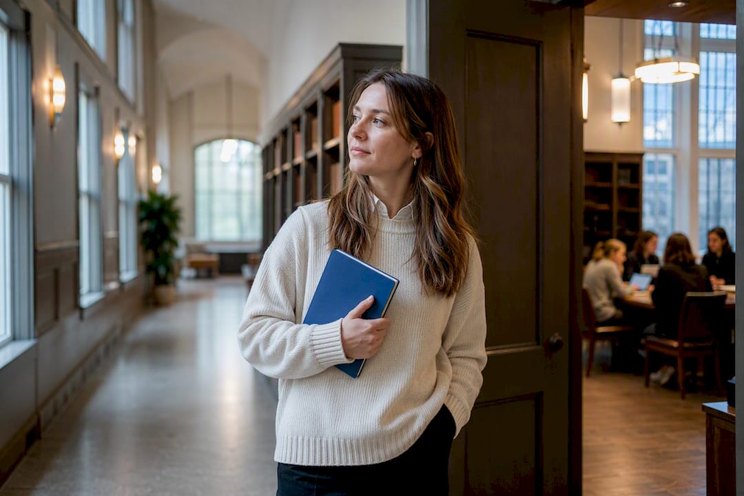Woman exploring a seminary campus