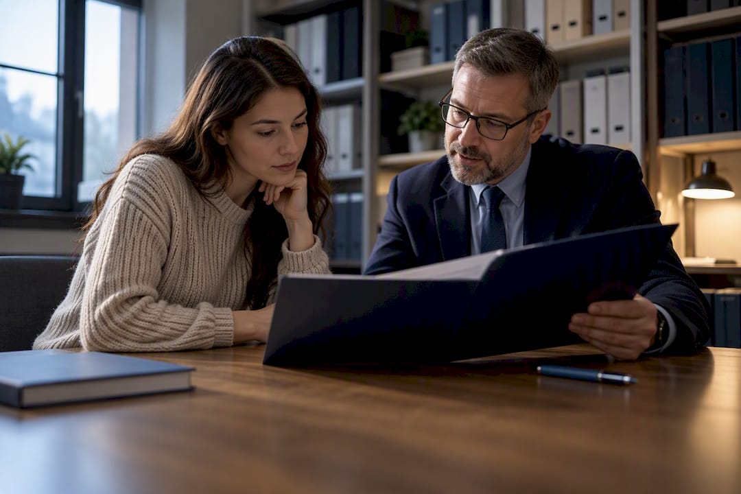 Student reviewing accreditation report with advisor