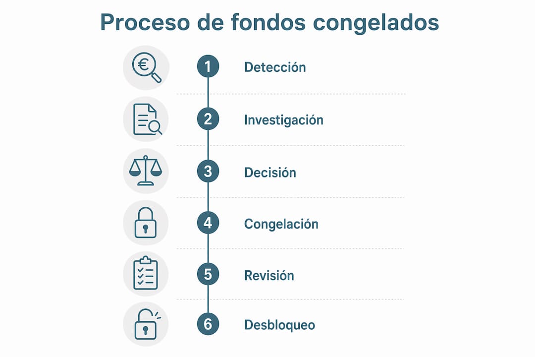 Infografía sobre cómo se lleva a cabo el bloqueo y desbloqueo de fondos