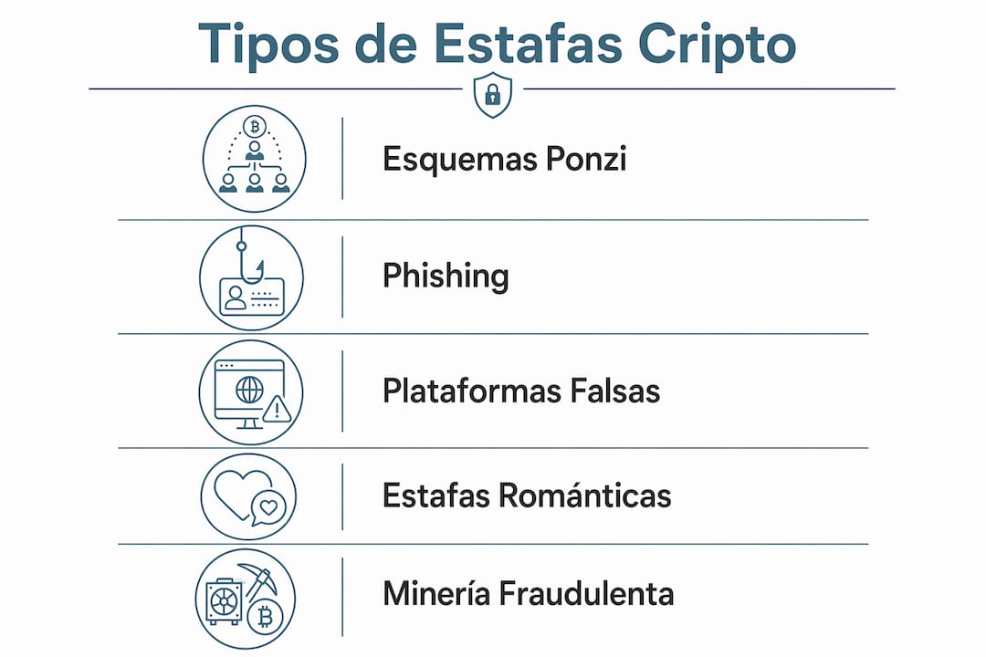 Infografía sobre las principales estafas con criptomonedas en España