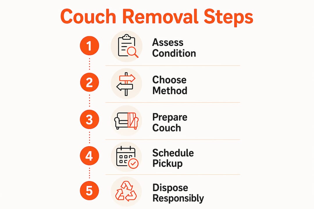 Infographic outlining steps to remove old couch in Florida