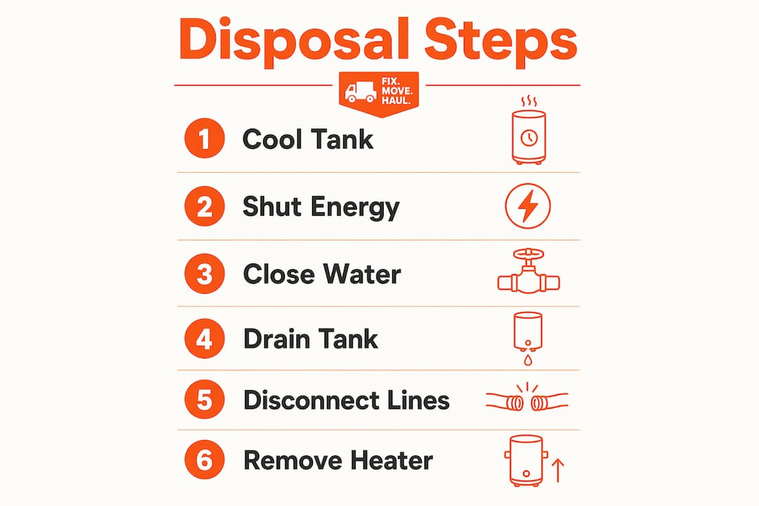 Step-by-step guide infographic for water heater disposal