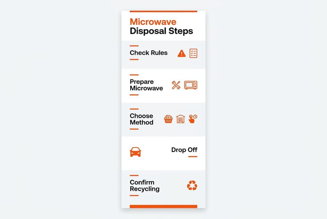 Infographic outlining microwave disposal steps