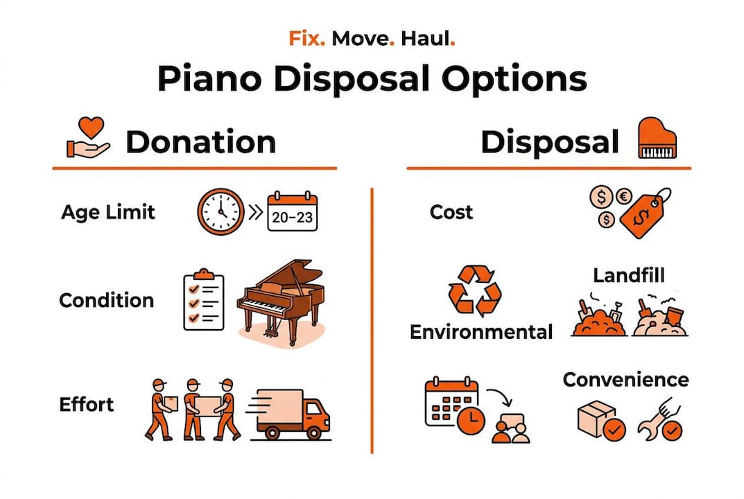Infographic comparing donation and disposal options
