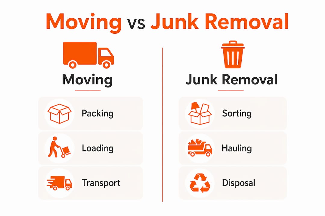 Infographic comparing moving and junk removal services