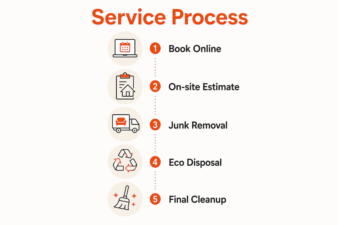 Infographic illustrating junk removal service steps