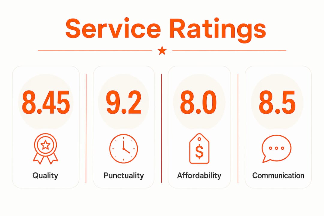 Infographic presenting Haul Buddy service category ratings