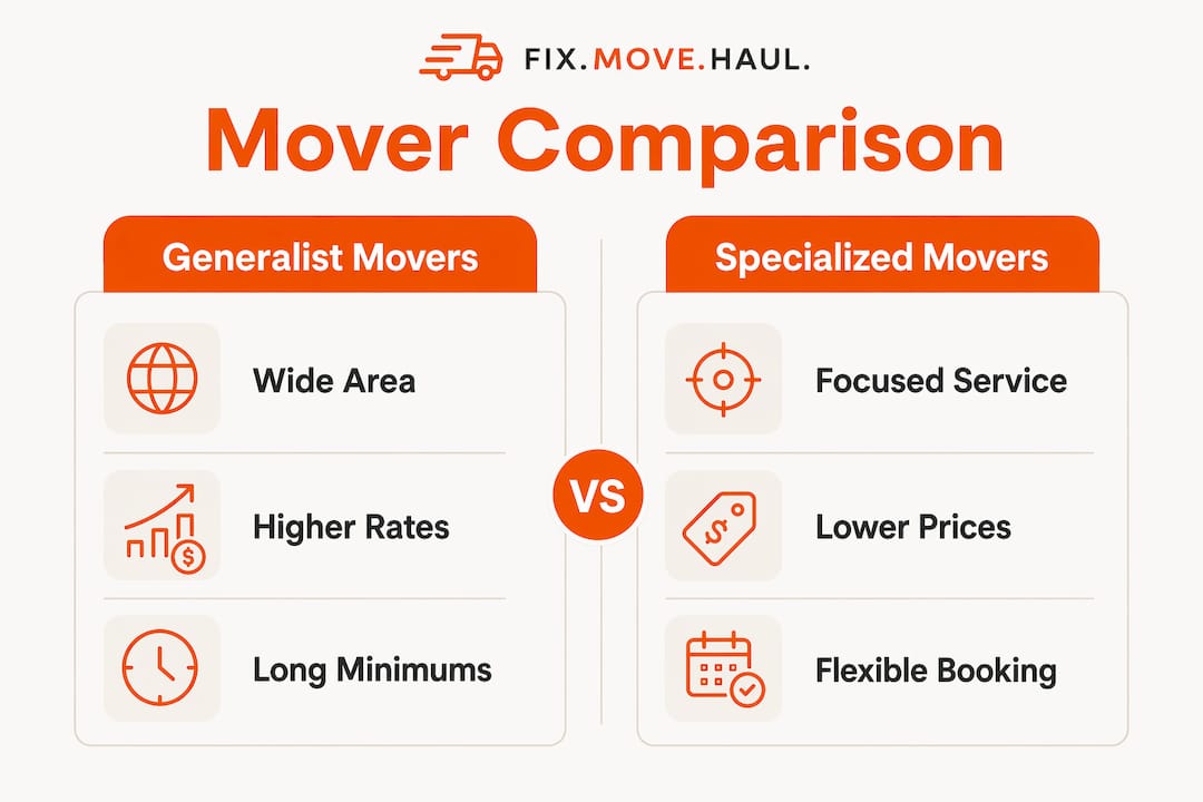 Infographic comparing generalist and specialized movers