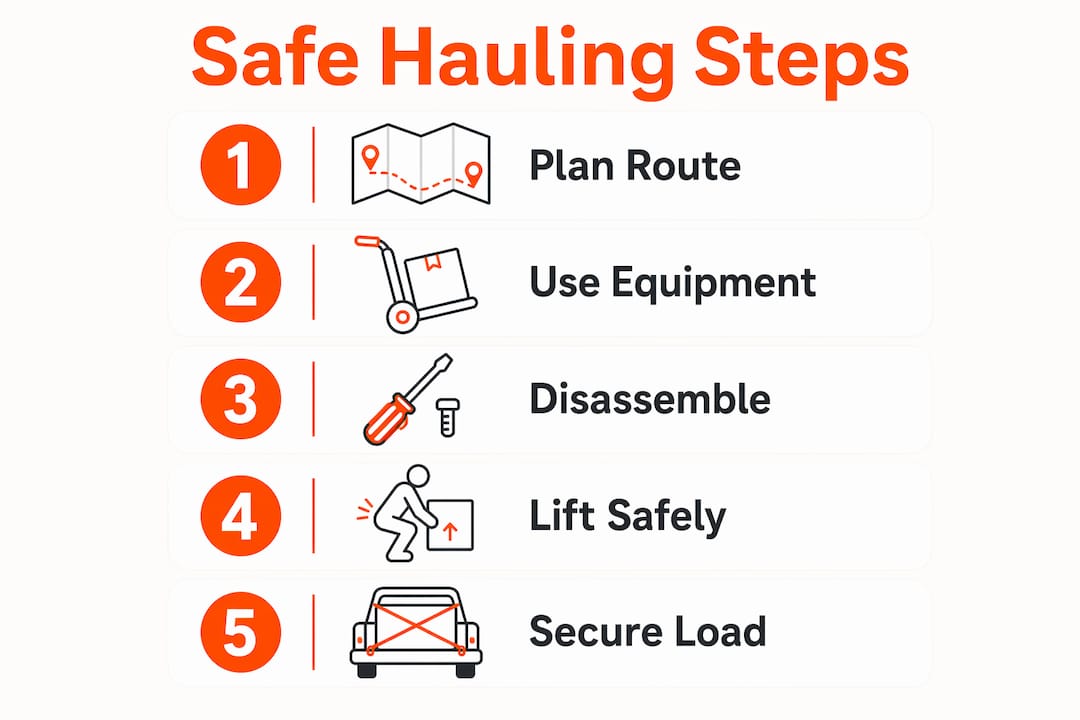 Infographic outlining safe hauling steps