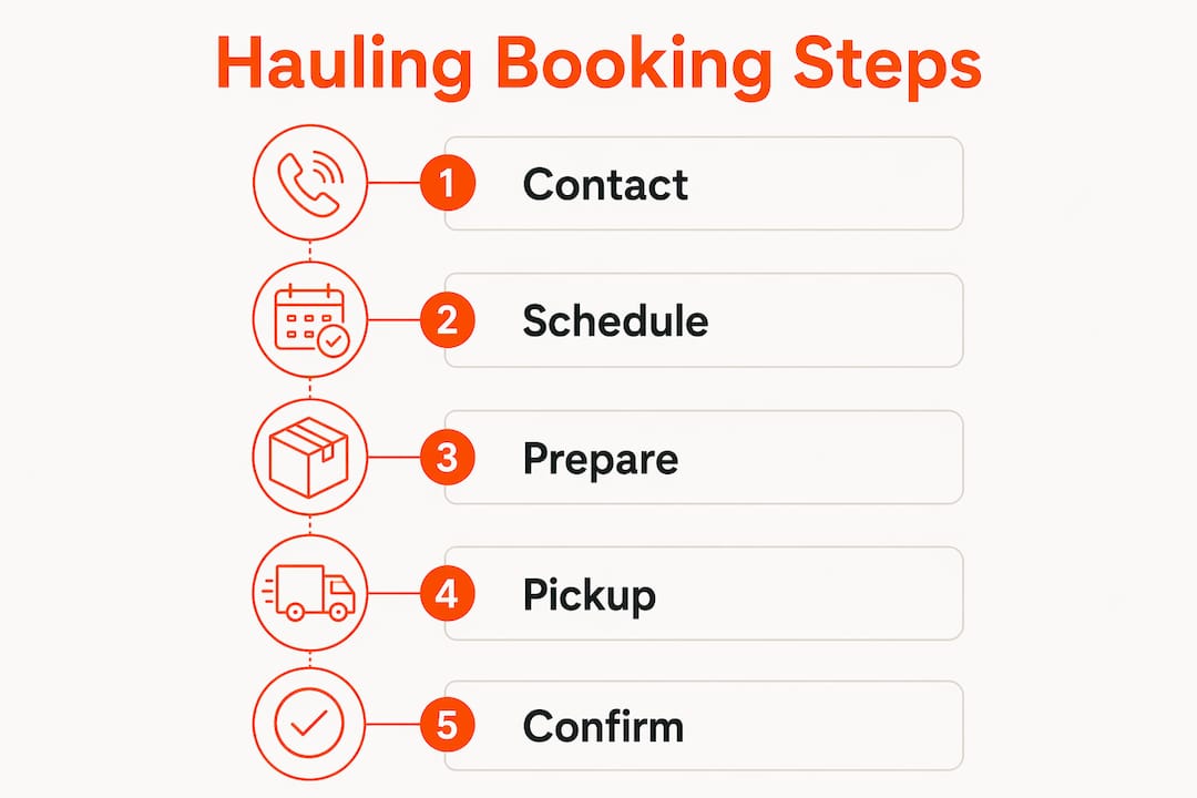 Infographic outlining five-step hauling booking process