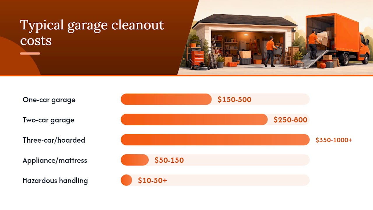 Cost breakdown diagram for garage cleanout services
