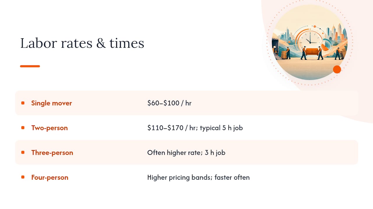 Diagram of moving labor cost by crew size and hours