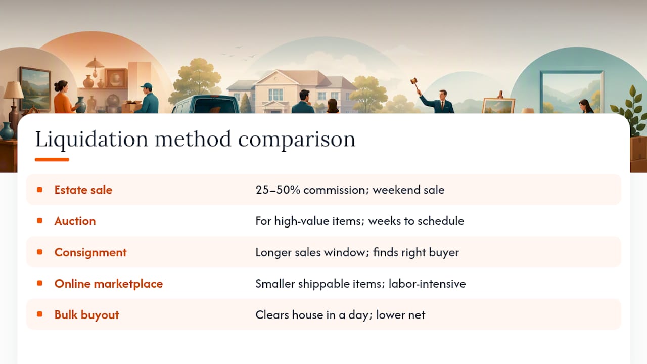 Diagram comparing estate liquidation options
