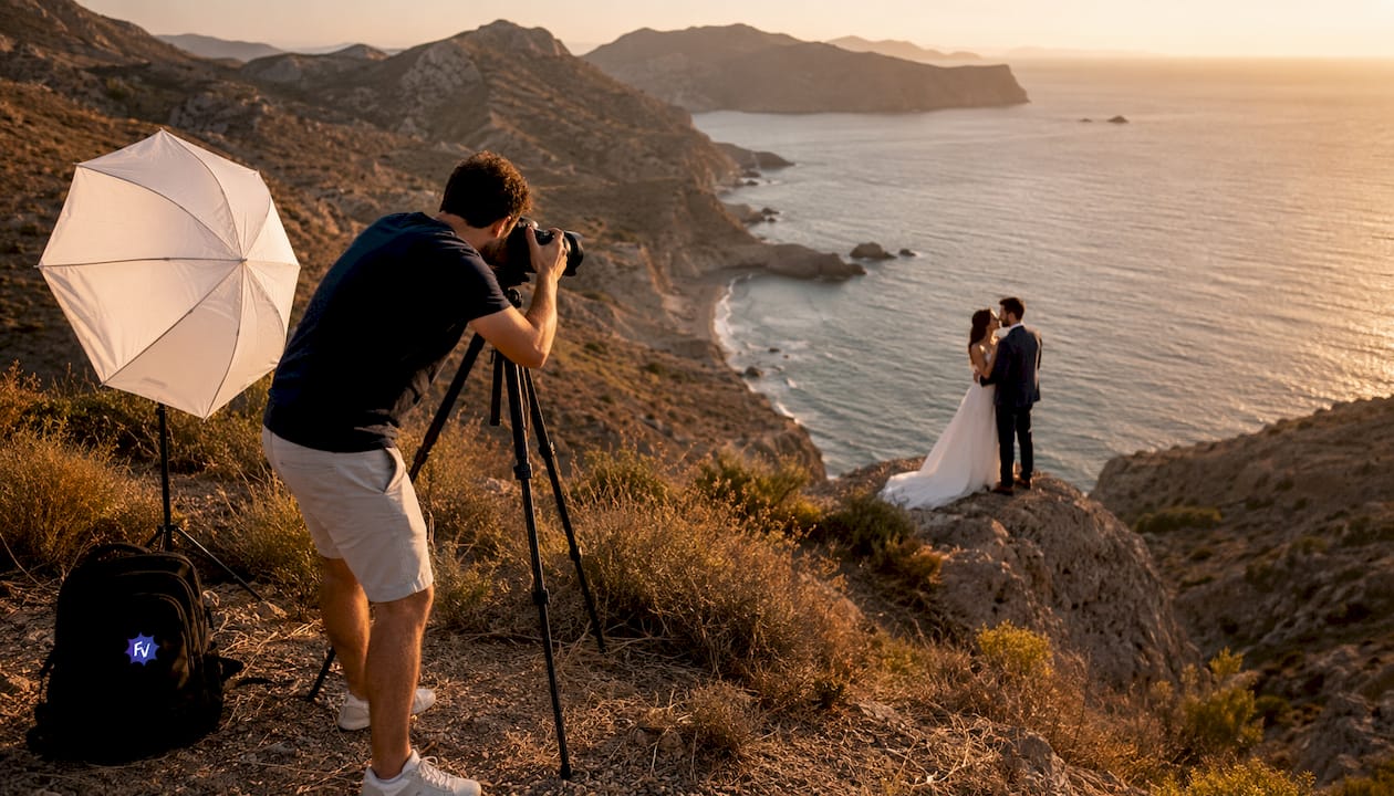 Reportaje fotográfico de boda en la playa de Cabo de Gata, capturando momentos únicos de la pareja en un entorno espectacular.