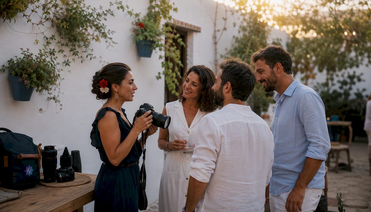 Una fotógrafa capturando momentos en un típico cortijo andaluz
