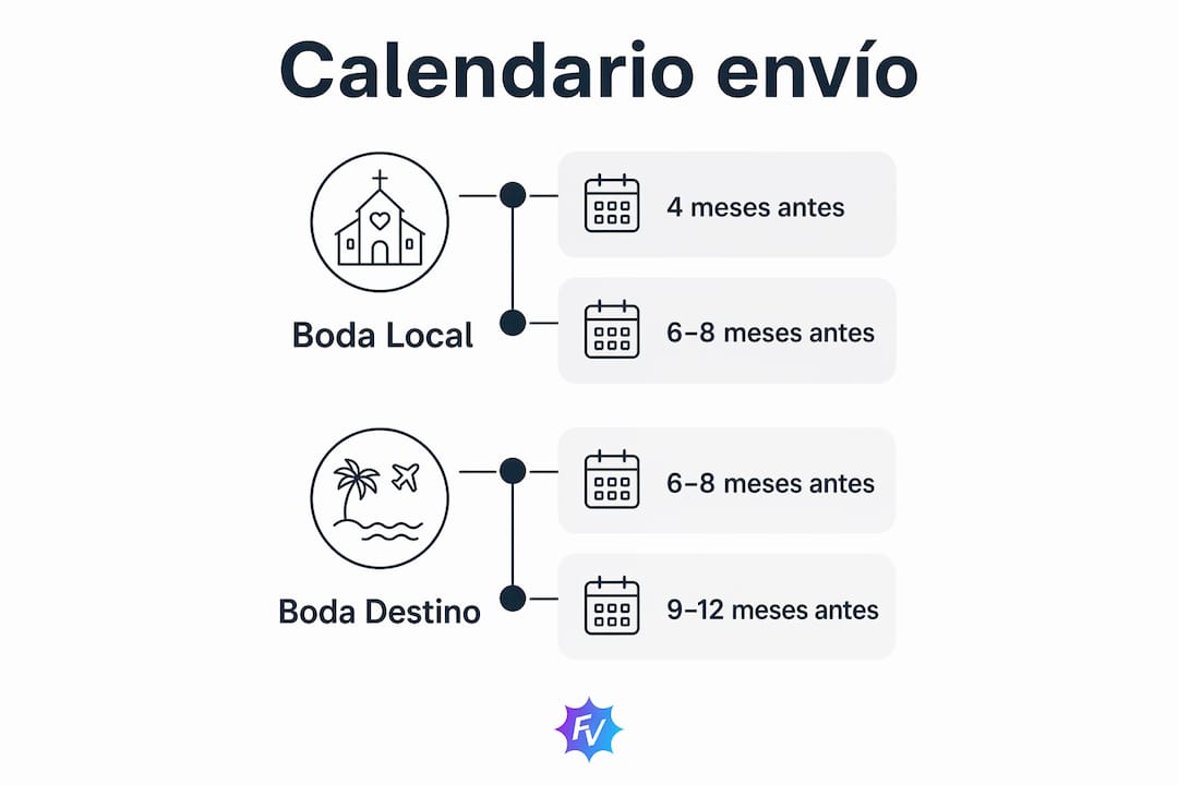 Infografía con las fechas ideales para enviar tu vídeo de 'save the date'