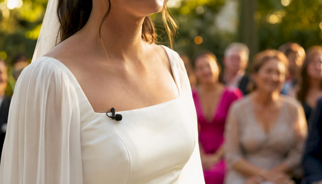 Grabación del audio de la ceremonia de boda con micrófono de solapa