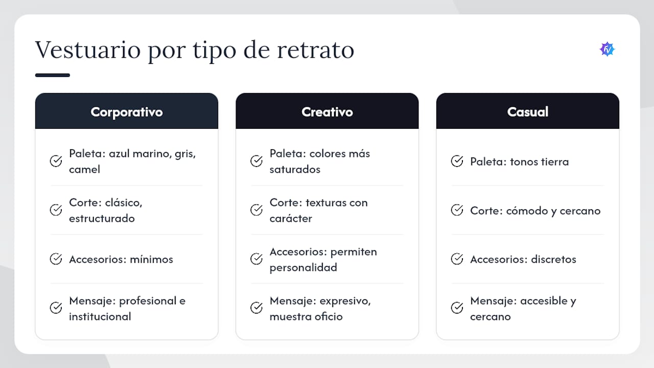 Comparación de tres estilos de retrato profesional