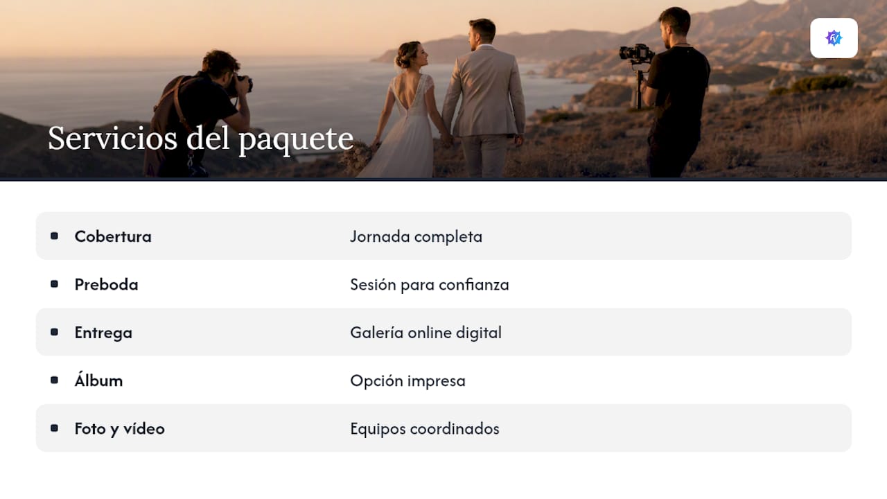 Reserva tu boda natural con Foto Valera — overview diagram