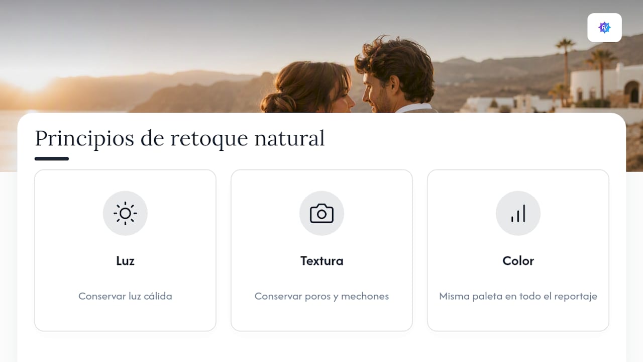 Tres fundamentos del retoque natural en bodas