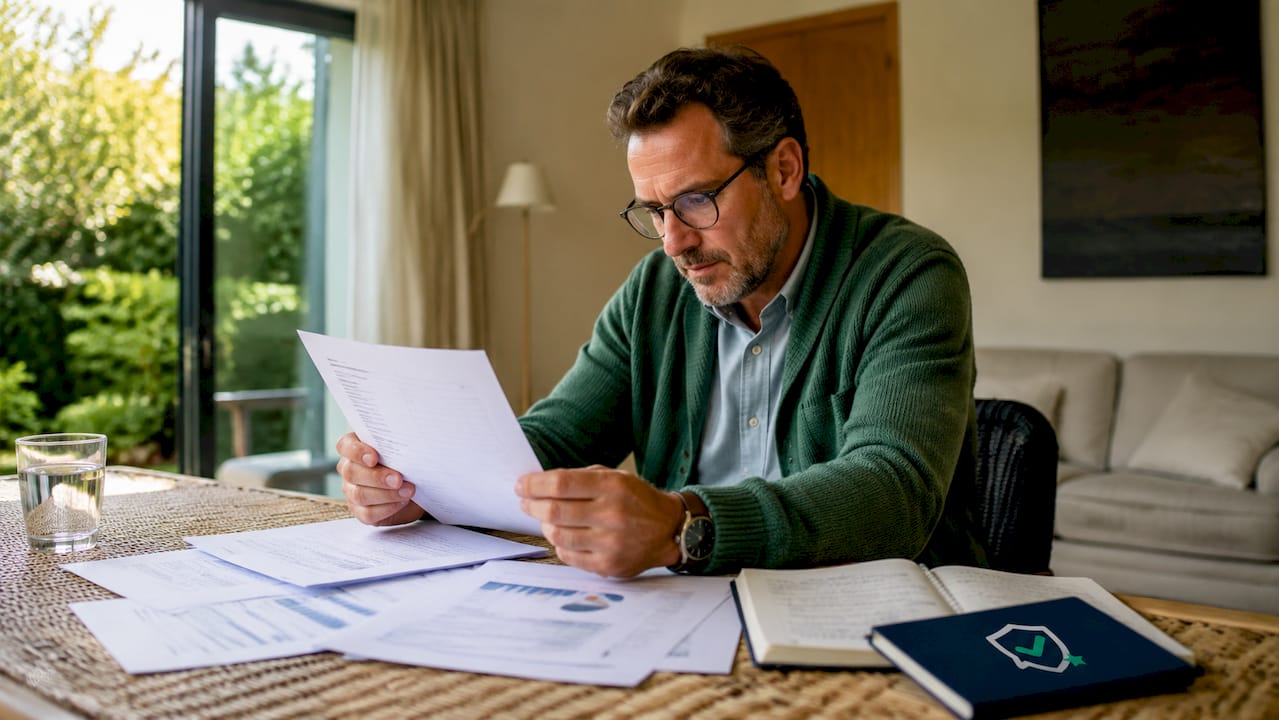 Thuis neemt de man rustig de tijd om de betrouwbare reviews door te lezen.