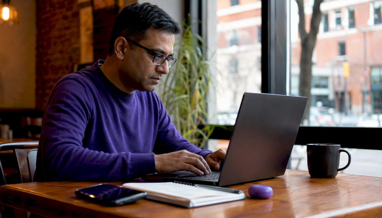 User in home office using unified communications