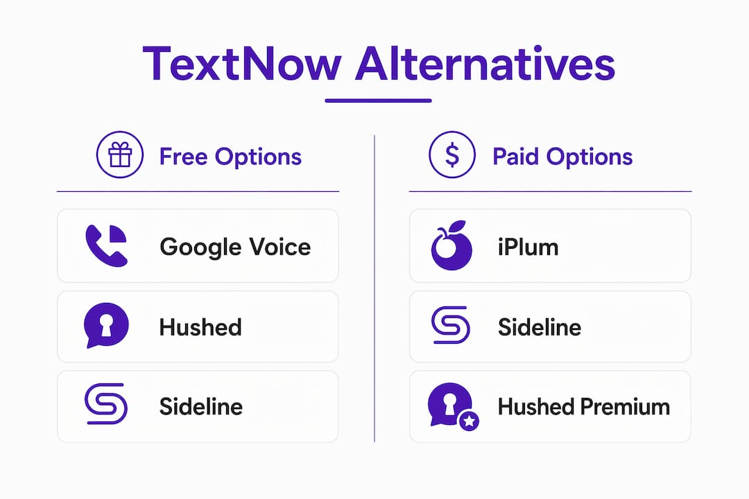 Infographic comparing free and paid TextNow alternatives