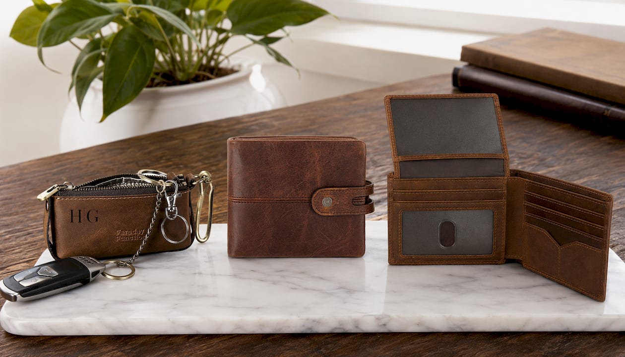 Personalized Leather Faraday Key Fob: RFID Blocking Car Key Holder