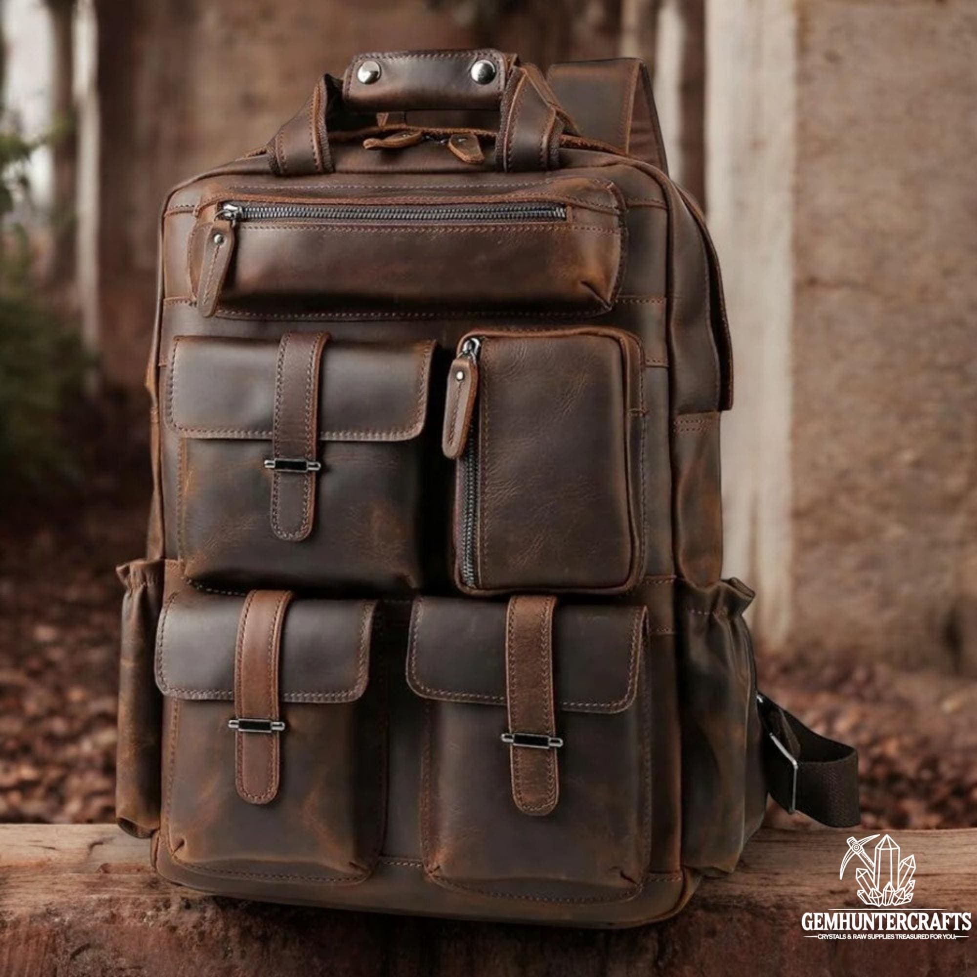 Personalized Full Grain Leather Traveler Backpack: Handmade Rucksack