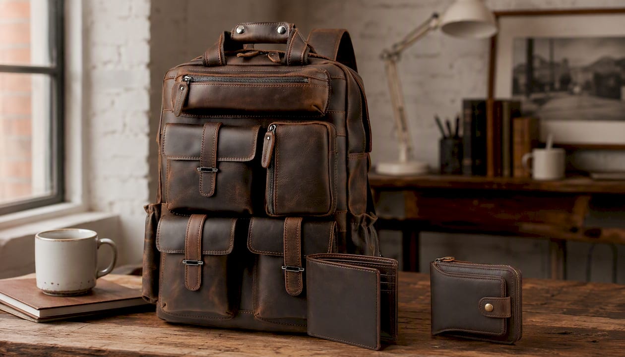 Personalized Full Grain Leather Traveler Backpack: Handmade Rucksack