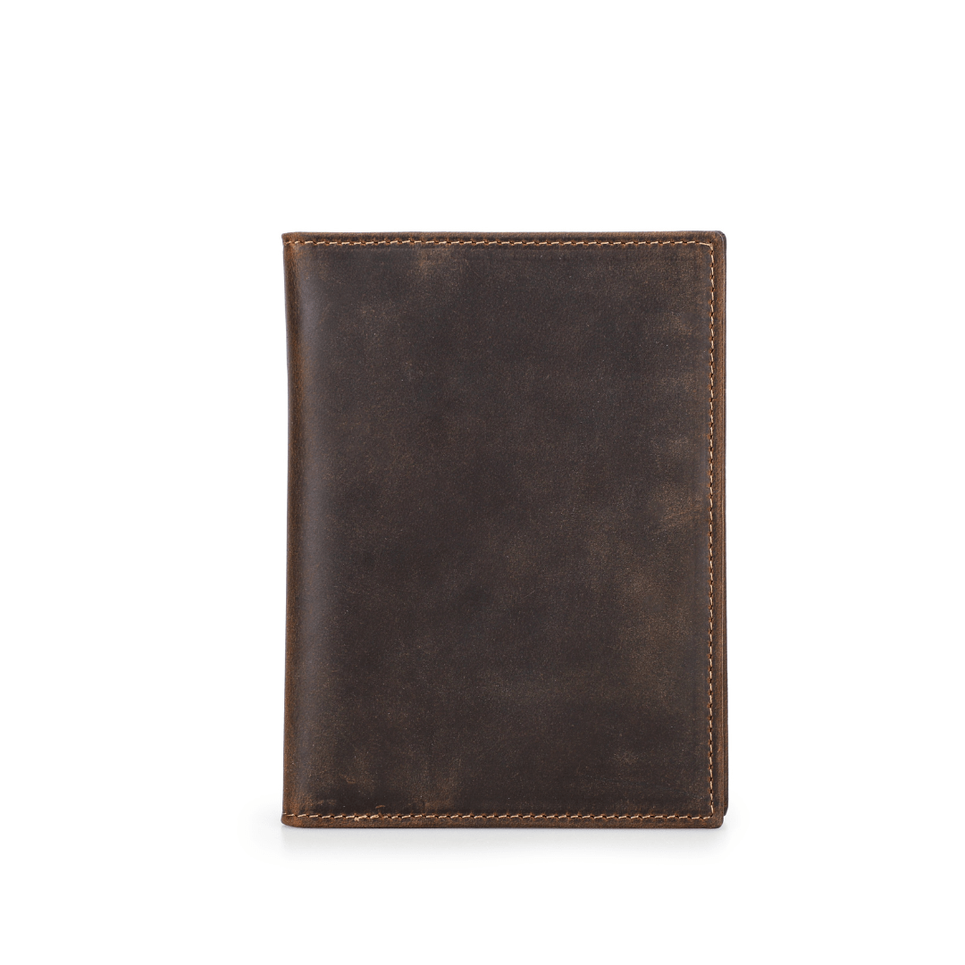 Vintage Leather Travel Passport Wallet with RFID and Coin Pocket