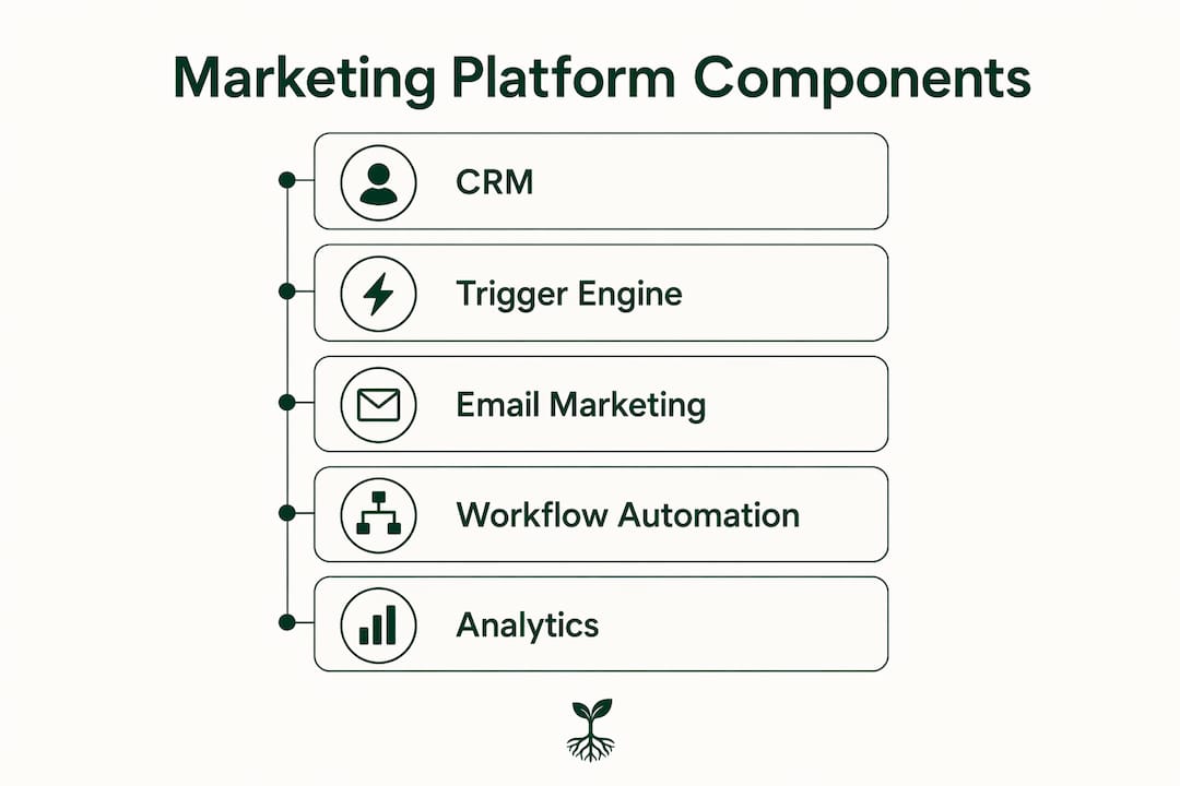 Infographic showing marketing platform components steps