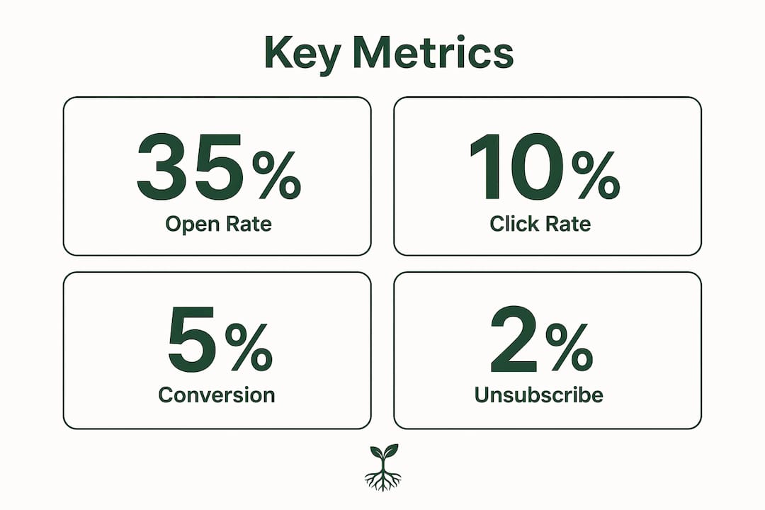 Infographic showing key newsletter automation metrics