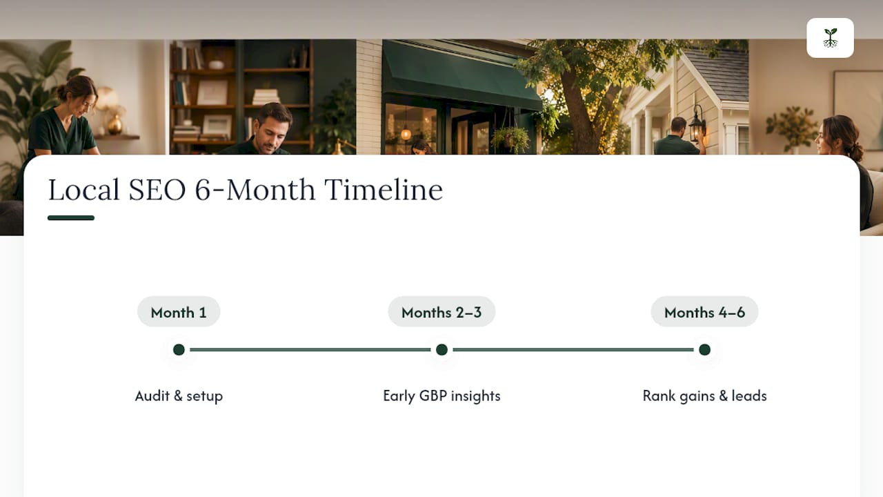 Six-month local SEO progress timeline