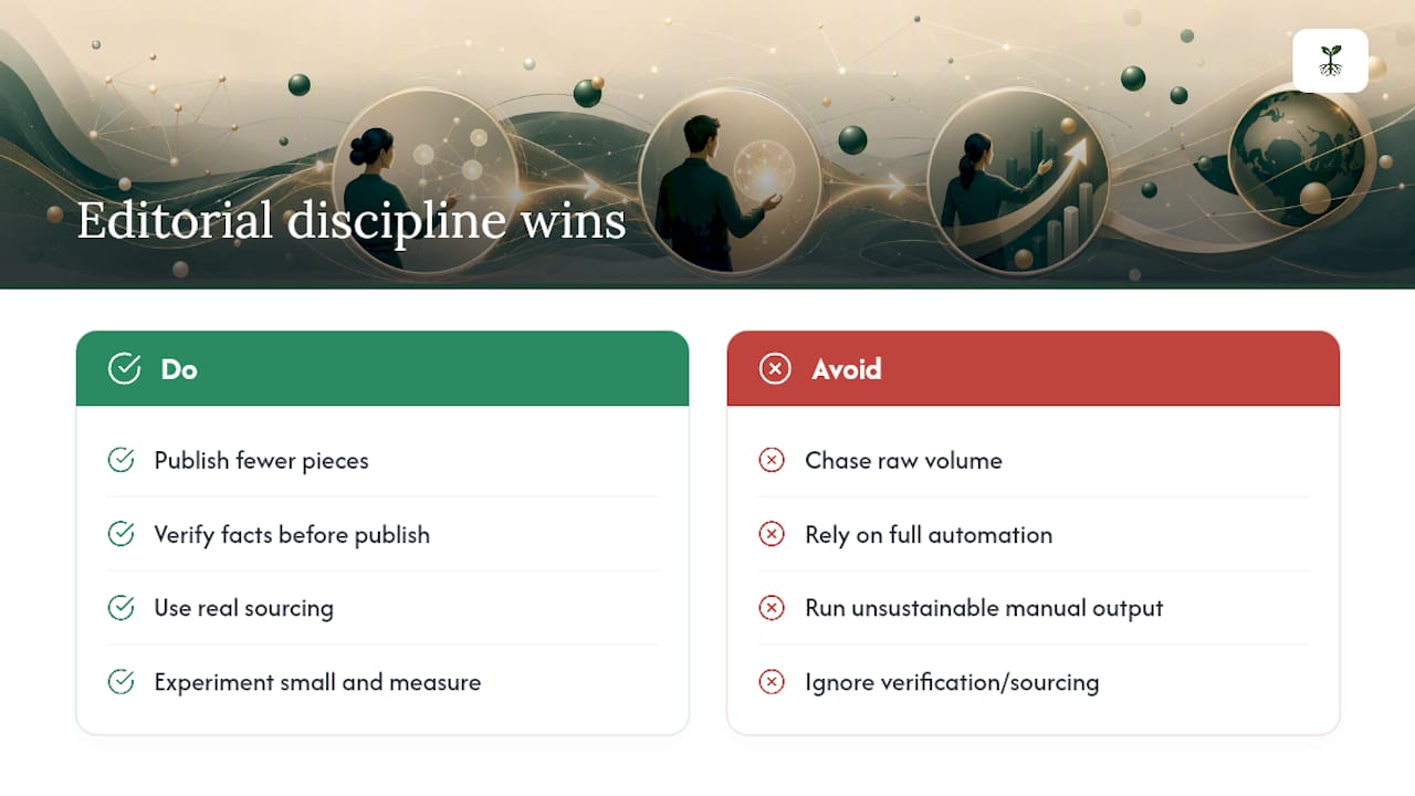 Why Editorial Discipline Beats Publishing Volume — overview diagram