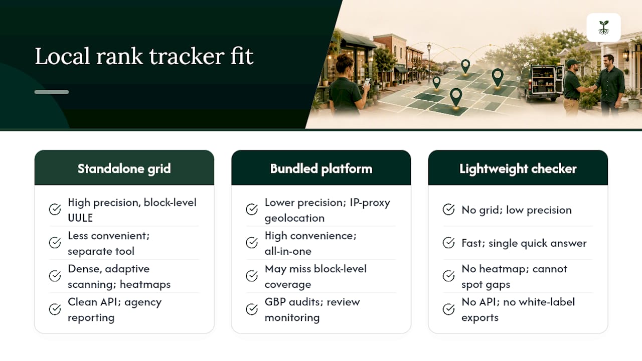 Comparison of local rank tracker categories