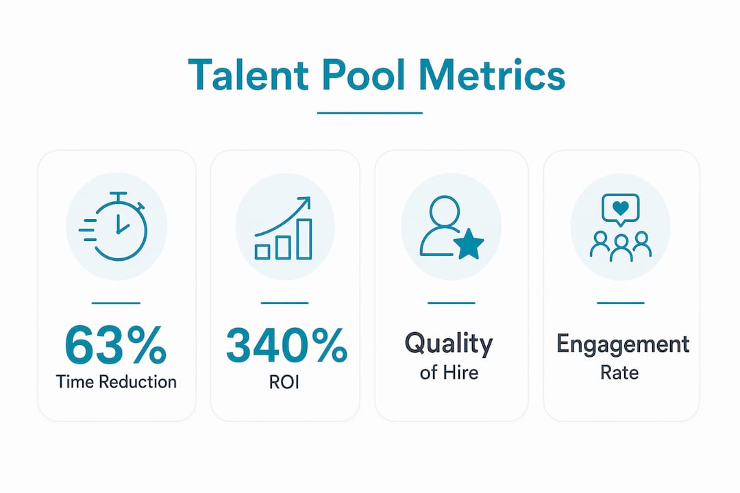 Infographic displaying talent pool success metrics and KPIs