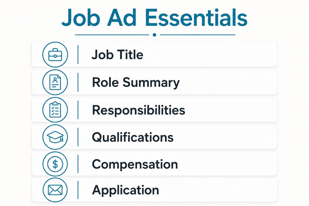 Infographic showing key components of an effective job ad