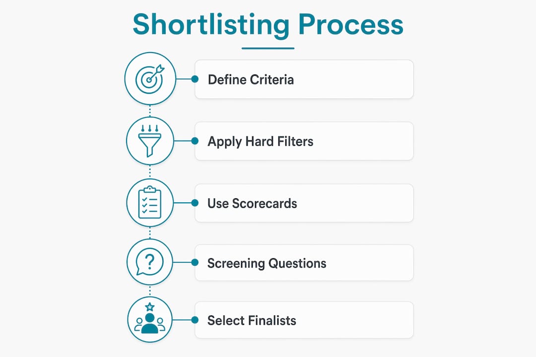 Infographic displaying step-by-step shortlisting process