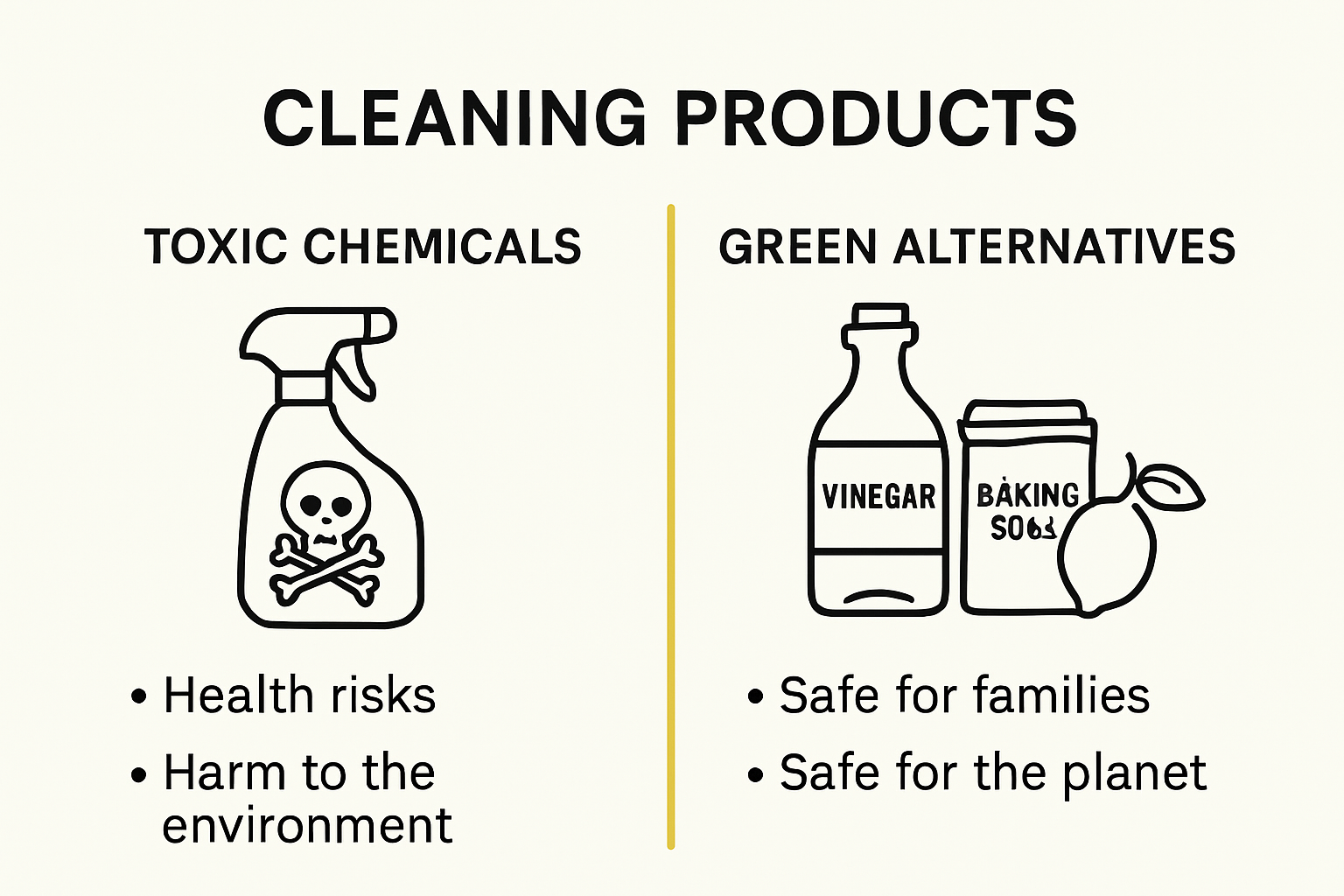 Toxic vs. eco-friendly cleaning products infographic